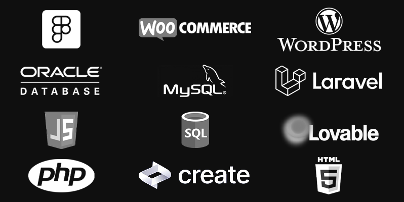 Logos das ferramentas a Hiro utiliza para desenvolvimento de sites